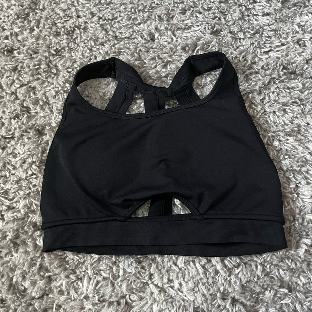alphalete cross back black sport bra size medium